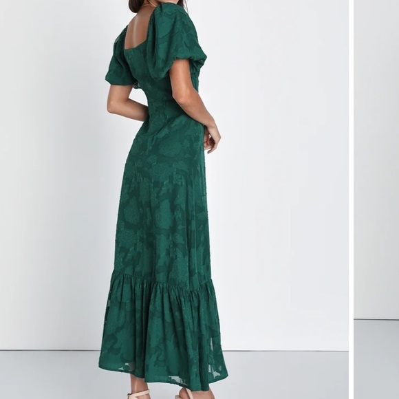 NWOT Lulus Everlasting Charm Emerald Green Floral Jacquard Midi Dress - Picture 4 of 9